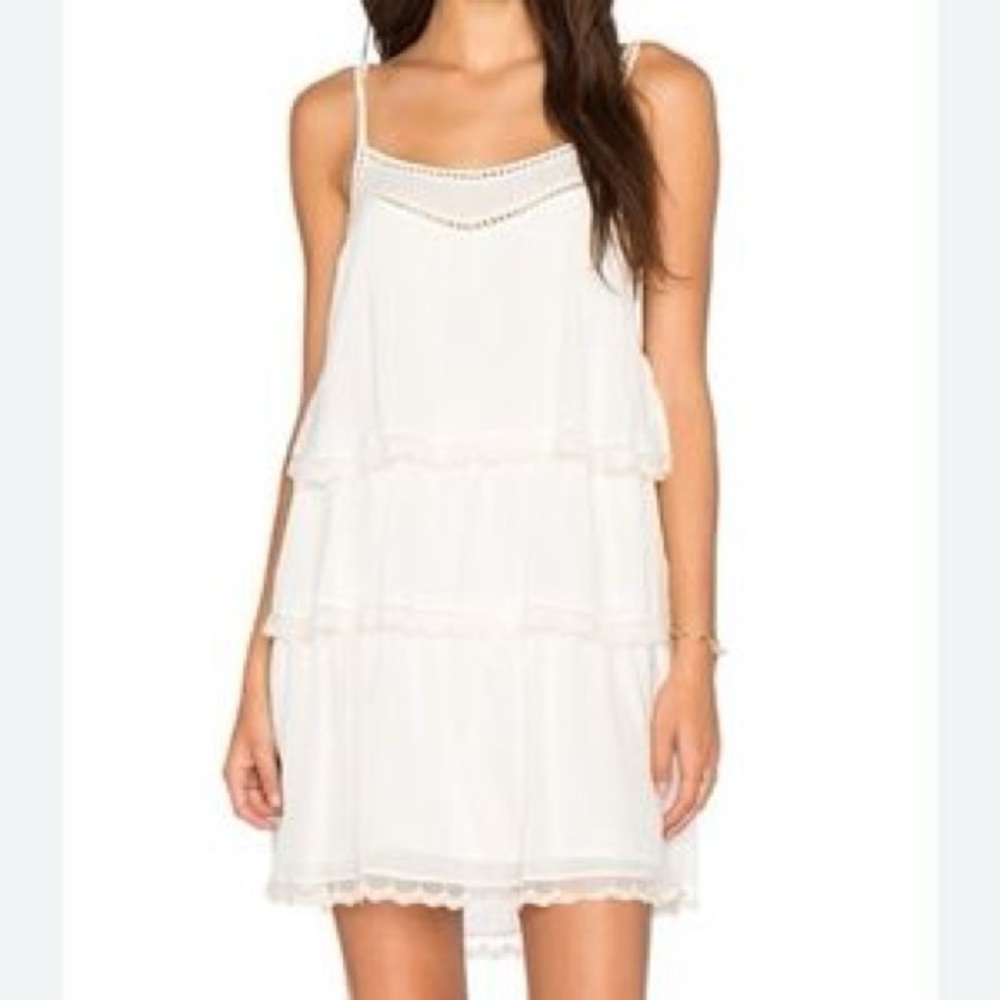 Anine Bing Layered Lace Trim Sleeveless Mini Dress
